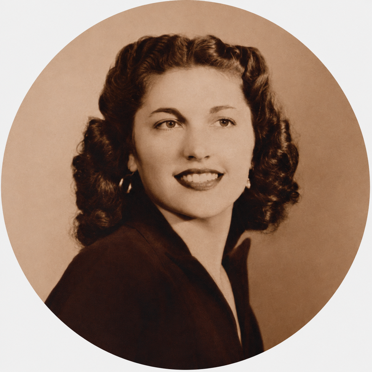 A sepia portrait of Anne as a young woman